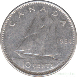Монета. Канада. 10 центов 1964 год.