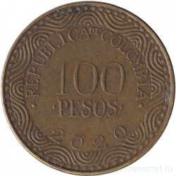 Монета. Колумбия. 100 песо 2020 год.