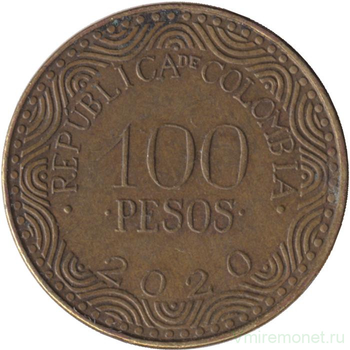 Монета. Колумбия. 100 песо 2020 год.