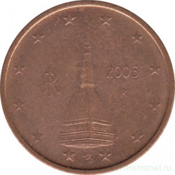 Монета. Италия. 2 цента 2005 год.