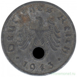 Монета. Германия. Третий Рейх. 1 рейхспфенниг 1943 год. Монетный двор - Мюнхен (D).