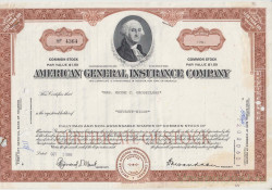 Акция. США. "AMERIGAN GENERAL INSURANCE COMPANY". 78 акций 1969 год.