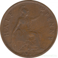 Монета. Великобритания. 1/2 пенни 1927 год.