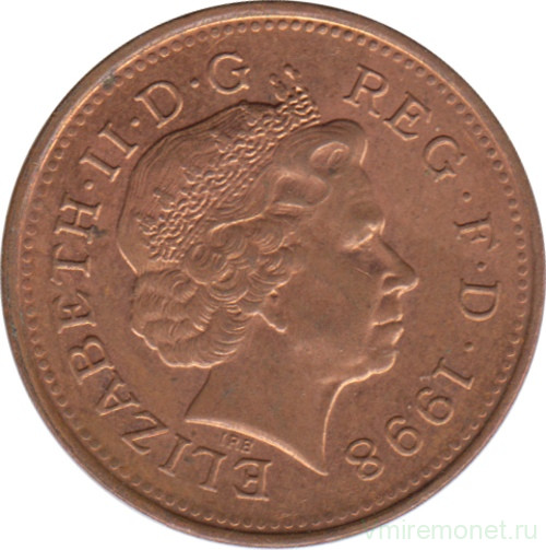 Монета. Великобритания. 1 пенни 1998 год.