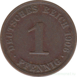 Монета. Германия (Германская империя 1871-1922). 1 пфенниг 1906 год. (А).