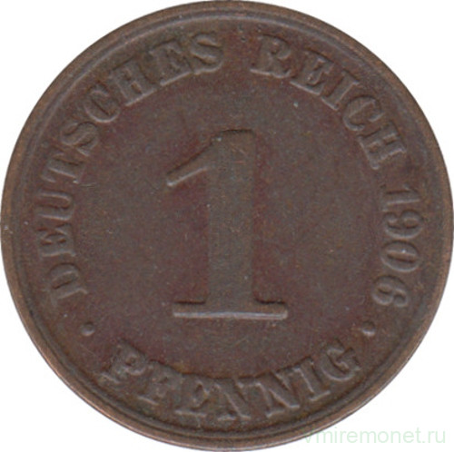 Монета. Германия (Германская империя 1871-1922). 1 пфенниг 1906 год. (А).
