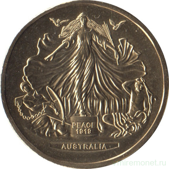 Монета. Австралия. 1 доллар 2019 год. 100 лет Версальскому договору. В конверте.
