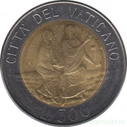 Монета. Ватикан. 500 лир 1986 год. Иисус и Дева Мария.