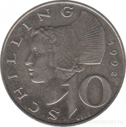 Монета. Австрия. 10 шиллингов 1992 год.