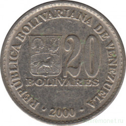 Монета. Венесуэла. 20 боливаров 2000 год.