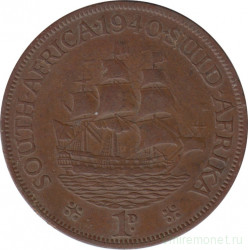 Монета. Южно-Африканская республика (ЮАР). 1 пенни 1940 год.