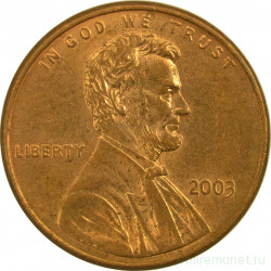 Монета. США. 1 цент 2003 год.
