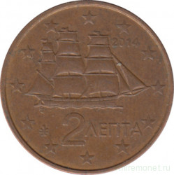 Монета. Греция. 2 цента 2014 год.