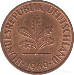Монета. ФРГ. 1 пфенниг 1969 год. Монетный двор - Мюнхен (D).