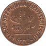  Монета. ФРГ. 2 пфеннига 1972 год. Монетный двор - Карлсруэ (G). ав.