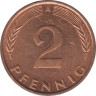  Монета. ФРГ. 2 пфеннига 1996 год. Монетный двор - Берлин (A). рев.
