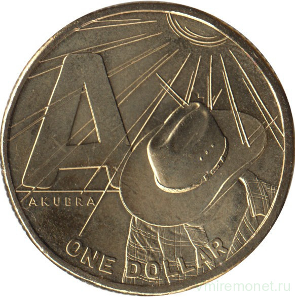 Монета. Австралия. 1 доллар 2021 год.  Английский алфавит. Буква "A".