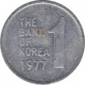 Монета. Южная Корея. 1 вона 1977 год. ав.