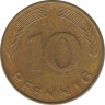  Монета. ФРГ. 10 пфеннигов 1994 год. Монетный двор - Штутгарт (F). рев.