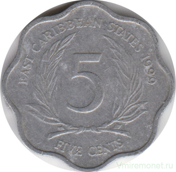 Монета. Восточные Карибские государства. 5 центов 1999 год.