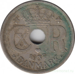 Монета. Дания. 25 эре 1937 год.