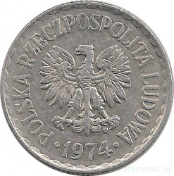 Монета. Польша. 1 злотый 1974 год.