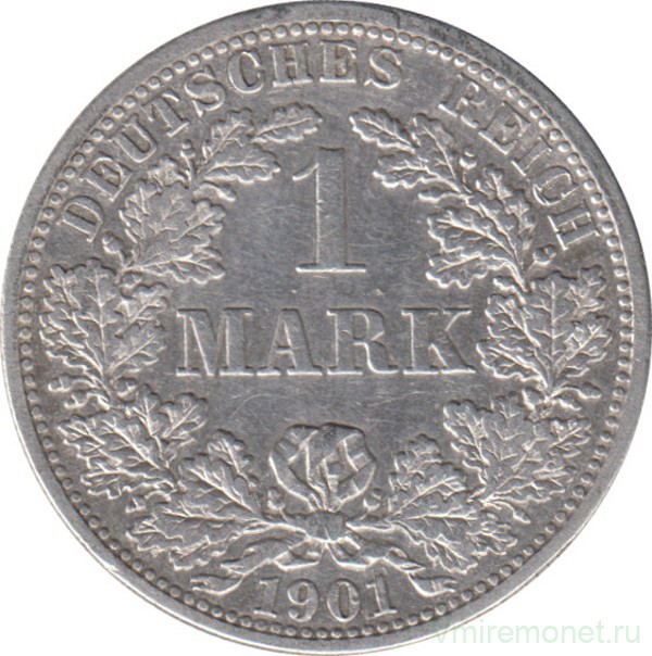 Монета. Германия. Германская империя. 1 марка 1901 год. Монетный двор - Штутгарт (F).