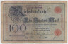 Банкнота. Германия. Германская империя (1871-1918). 100 марок 1907 год. Надпечатка. ав.