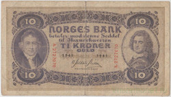 Банкнота. Норвегия. 10 крон 1941 год. Тип 8c.
