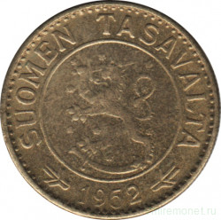 Монета. Финляндия. 10 марок 1952 год.