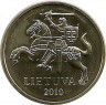Аверс.Монета. Литва. 20 центов 2010 год.
