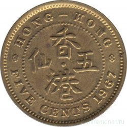Монета. Гонконг. 5 центов 1967 год.