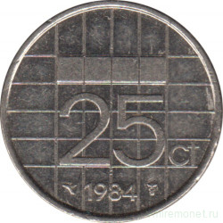 Монета. Нидерланды. 25 центов 1984 год.