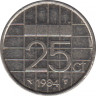 Монета. Нидерланды. 25 центов 1984 год. ав.