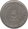 Монета. Сингапур. 5 центов 1972 год. ав.
