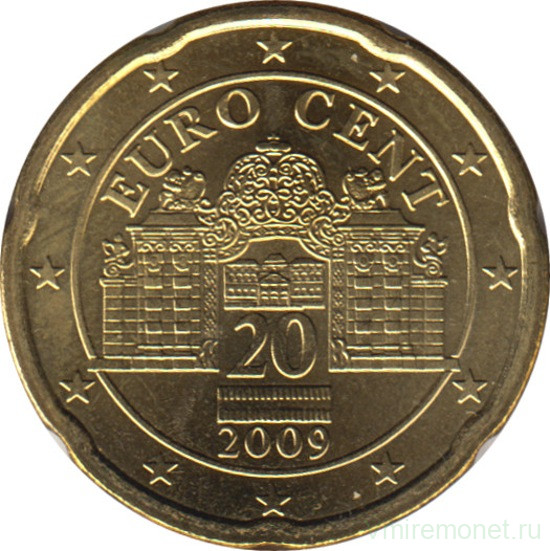 Монета. Австрия. 20 центов 2009 год.