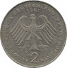 Монета. ФРГ. 2 марки 1981 год. Теодор Хойс. Монетный двор - Гамбург (J).