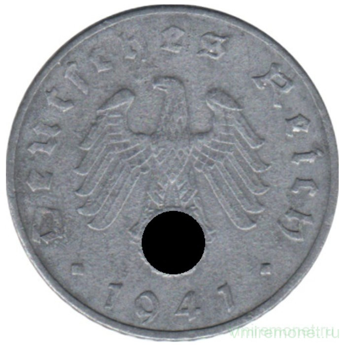 Монета. Германия. Третий Рейх. 5 рейхспфеннигов 1941 год. Монетный двор - Штутгарт (F).