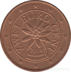 Монета. Австрия. 2 цента 2014 год.
