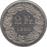  Монета. Швейцария. 2 франка 1998 год. ав.