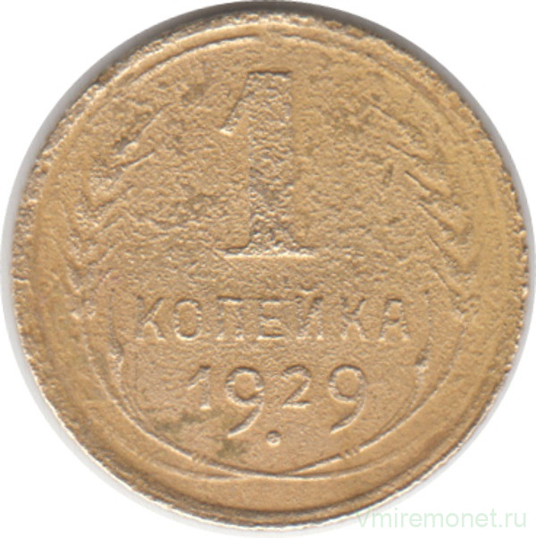 Монета. СССР. 1 копейка 1929 год.