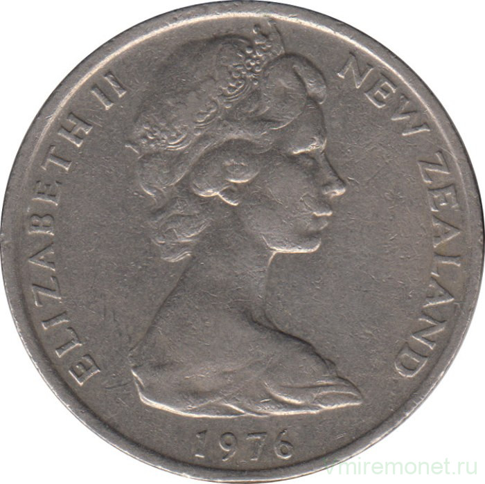 Монета. Новая Зеландия. 20 центов 1976 год.