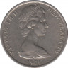 Монета. Новая Зеландия. 20 центов 1976 год. ав.