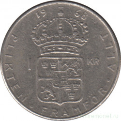 Монета. Швеция. 1 крона 1968 год. Медно-никелевый сплав.