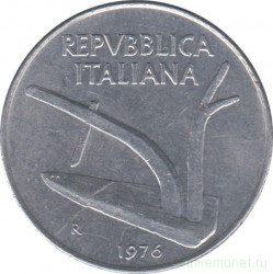 Монета. Италия. 10 лир 1976 год.