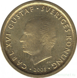 Монета. Швеция. 10 крон 2003 год.