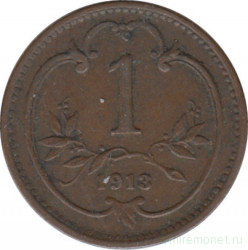 Монета. Австро-Венгерская империя. 1 геллер 1913 год.