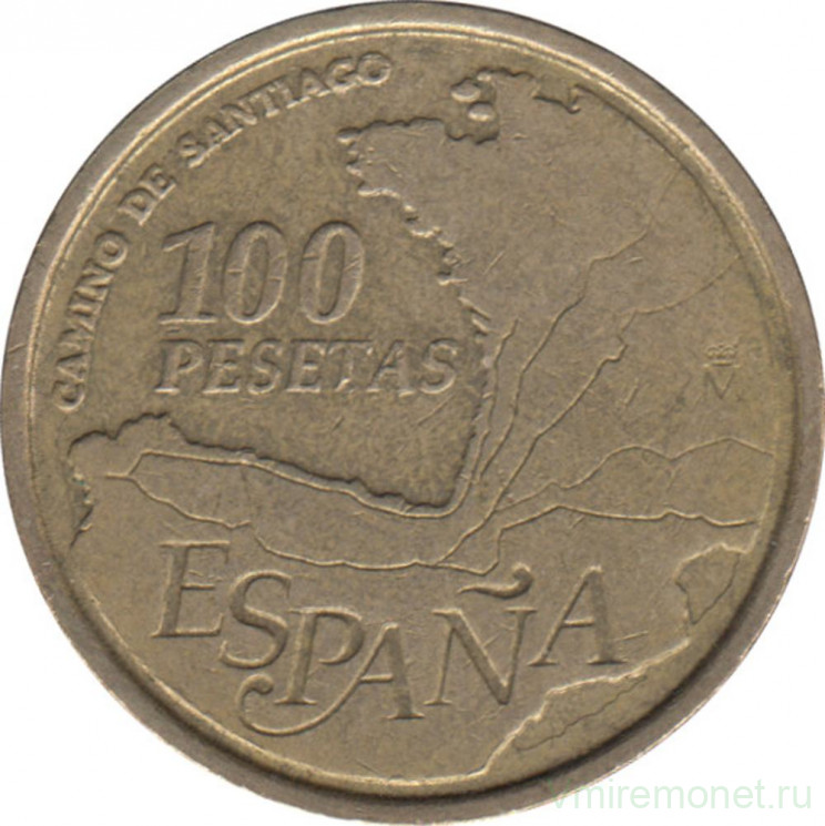 Монета. Испания. 100 песет 1993 год. Путь святого Йакова.