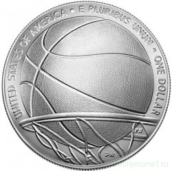 Монета. США. 1 доллар 2020 год (P). 60 лет мемориальному баскетбольному залу славы Нейсмита.
