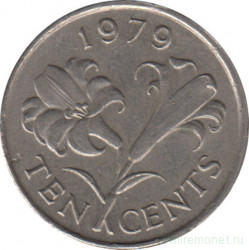 Монета. Бермудские острова. 10 центов 1979 год.